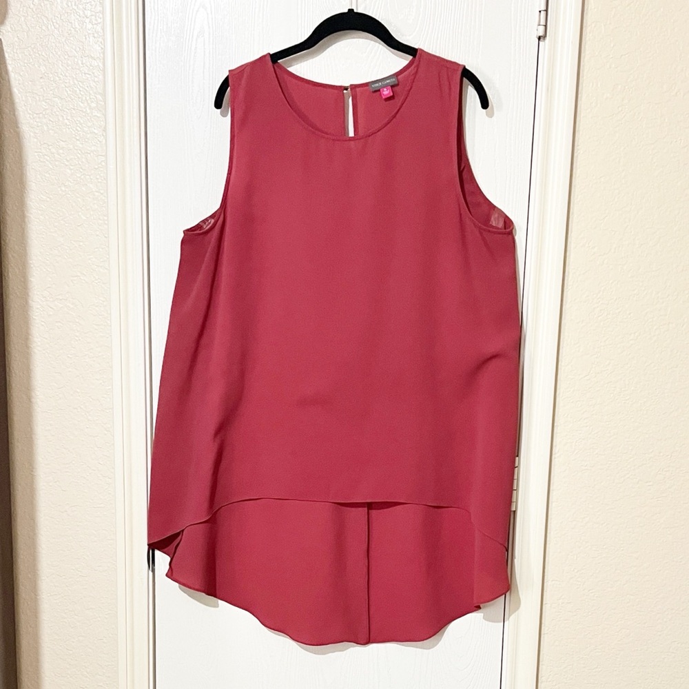 Vince Camuto Burgundy High Lo Hem Top Career Minimalist Contemporary XL